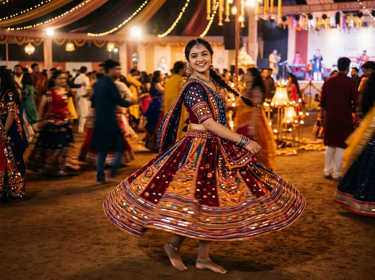 Navratri garba night — dancers in the circle