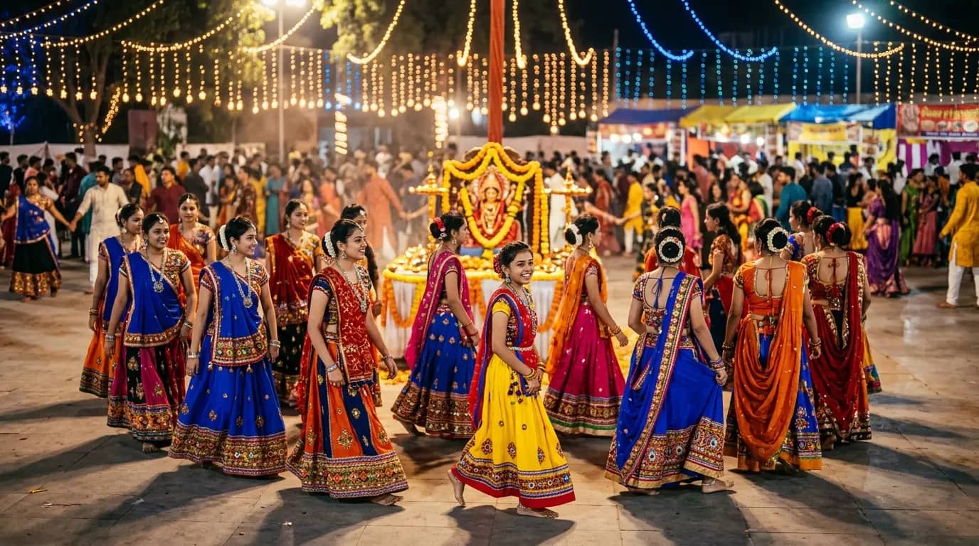 Navratri garba night — dancers in the circle